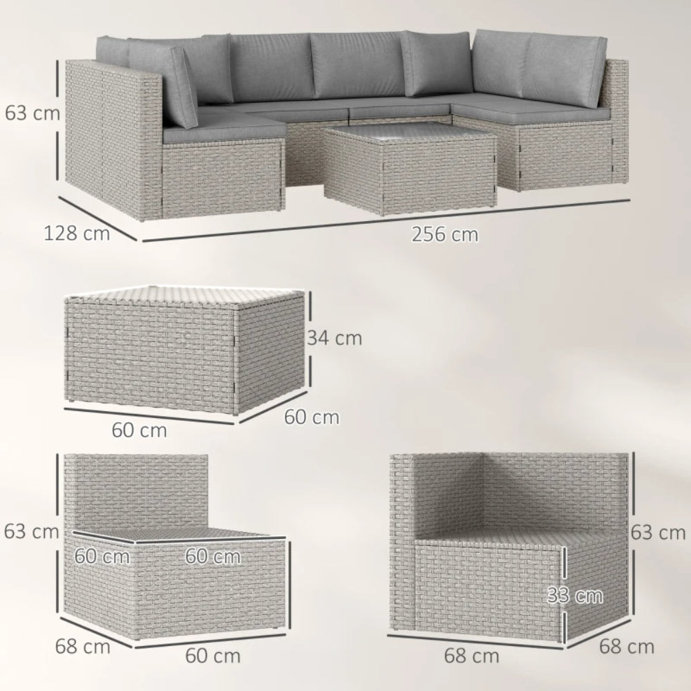 Outsunny Seven-Piece Modular Rattan Set