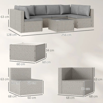 Outsunny Seven-Piece Modular Rattan Set