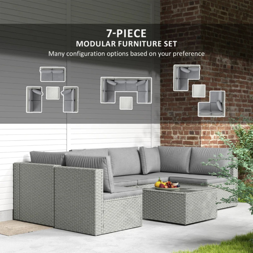 Outsunny Seven-Piece Modular Rattan Set