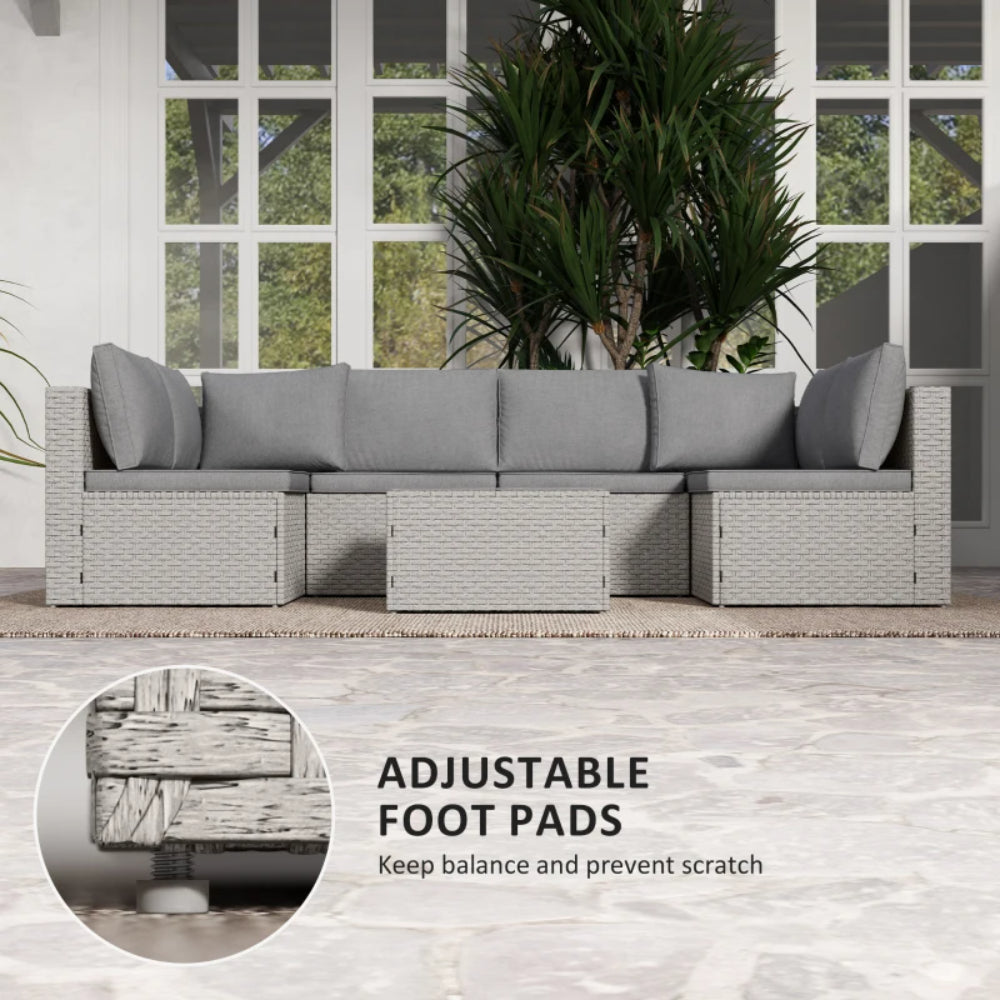 Outsunny Seven-Piece Modular Rattan Set