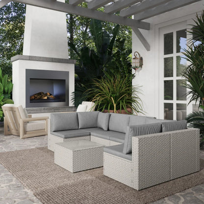 Outsunny Seven-Piece Modular Rattan Set