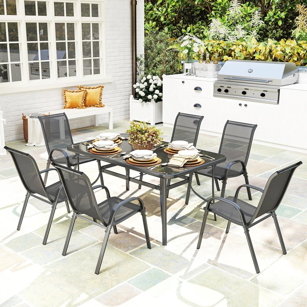 Outsunny Seven-Piece Outdoor Dining Set 1