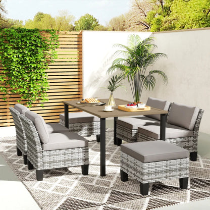 Outsunny Seven-Piece Rattan Dining Set - Grey