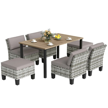 Outsunny Seven-Piece Rattan Dining Set - Grey