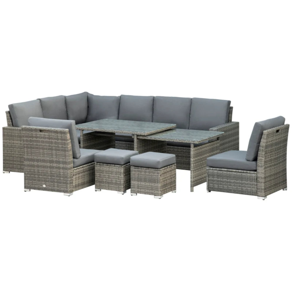 Outsunny Seven-Piece Rattan Garden Sofa Set, with Expanding Table