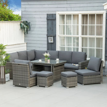 Outsunny Seven-Piece Rattan Garden Sofa Set, with Expanding Table