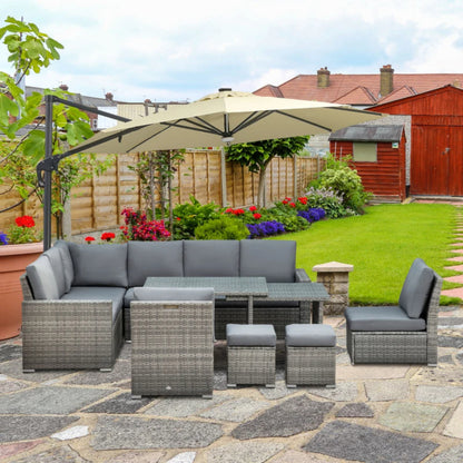 Outsunny Seven-Piece Rattan Garden Sofa Set, with Expanding Table