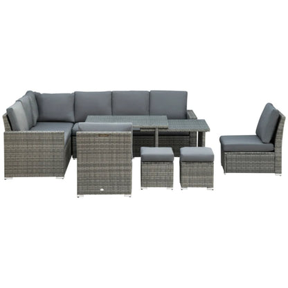 Outsunny Seven-Piece Rattan Garden Sofa Set, with Expanding Table