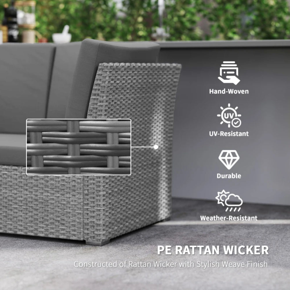 Outsunny Seven-Piece Rattan Garden Sofa Set, with Expanding Table