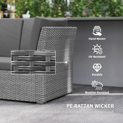 Outsunny Seven-Piece Rattan Garden Sofa Set, with Expanding Table