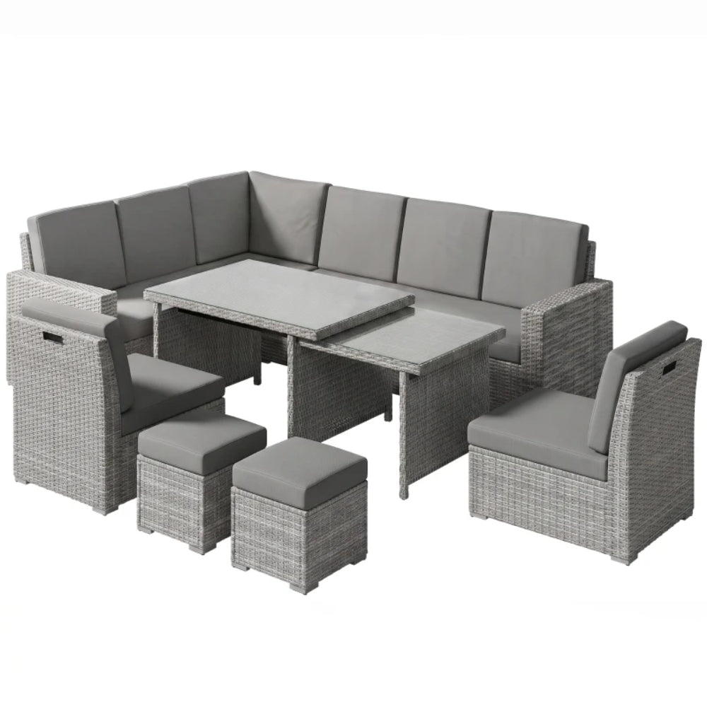 Outsunny Seven-Piece Rattan Garden Sofa Set, with Expanding Table