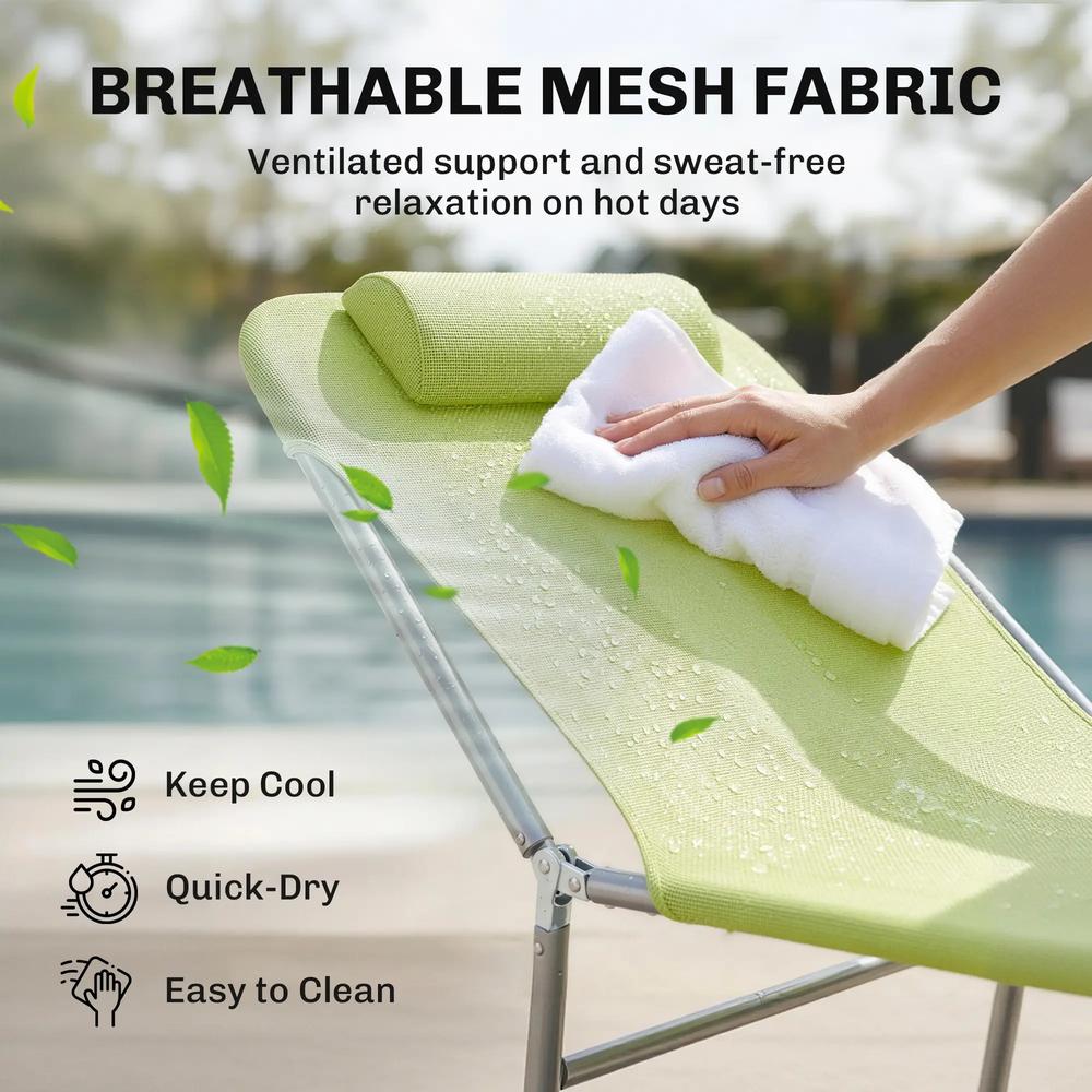Outsunny Single Folding Sun Lounger - Green 4