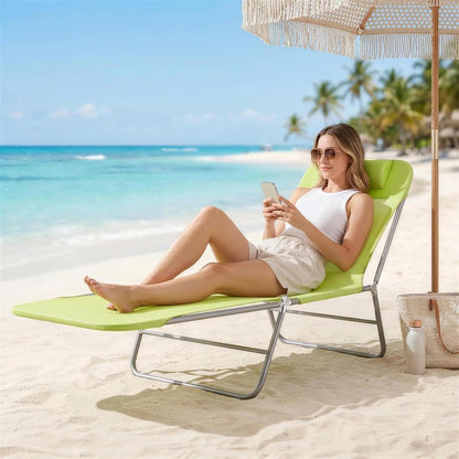 Outsunny Single Folding Sun Lounger - Green 7