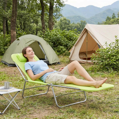 Outsunny Single Folding Sun Lounger - Green 8