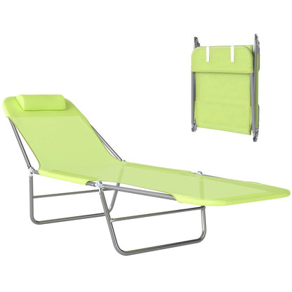 Outsunny Single Folding Sun Lounger - Green 