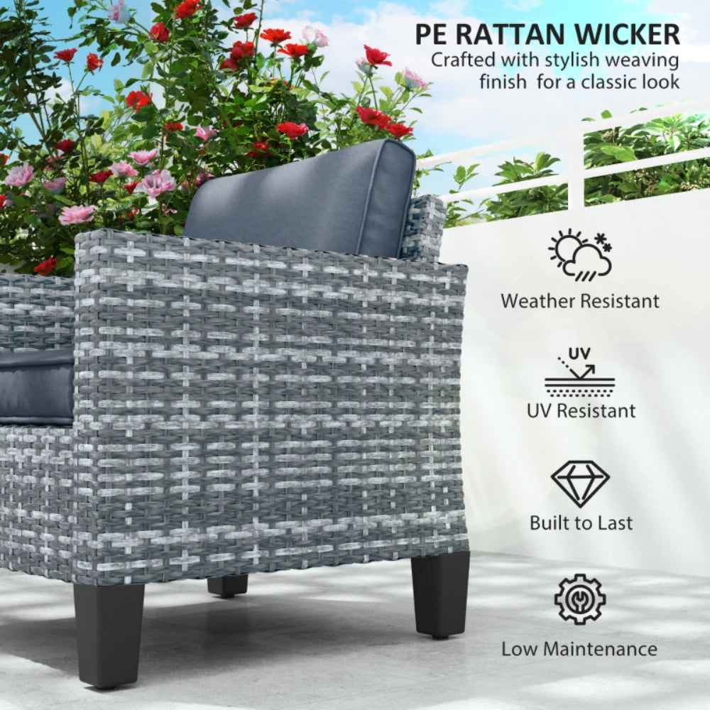 Outsunny Single Rattan Armchair, with Cushions