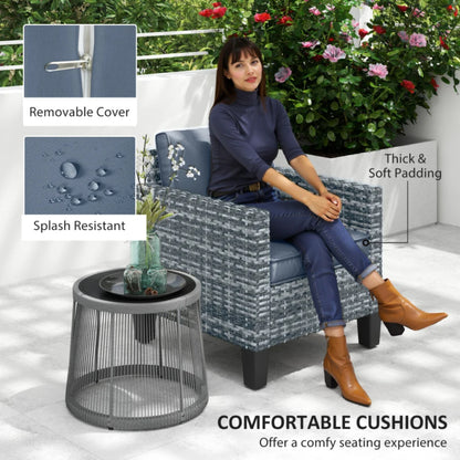 Outsunny Single Rattan Armchair, with Cushions