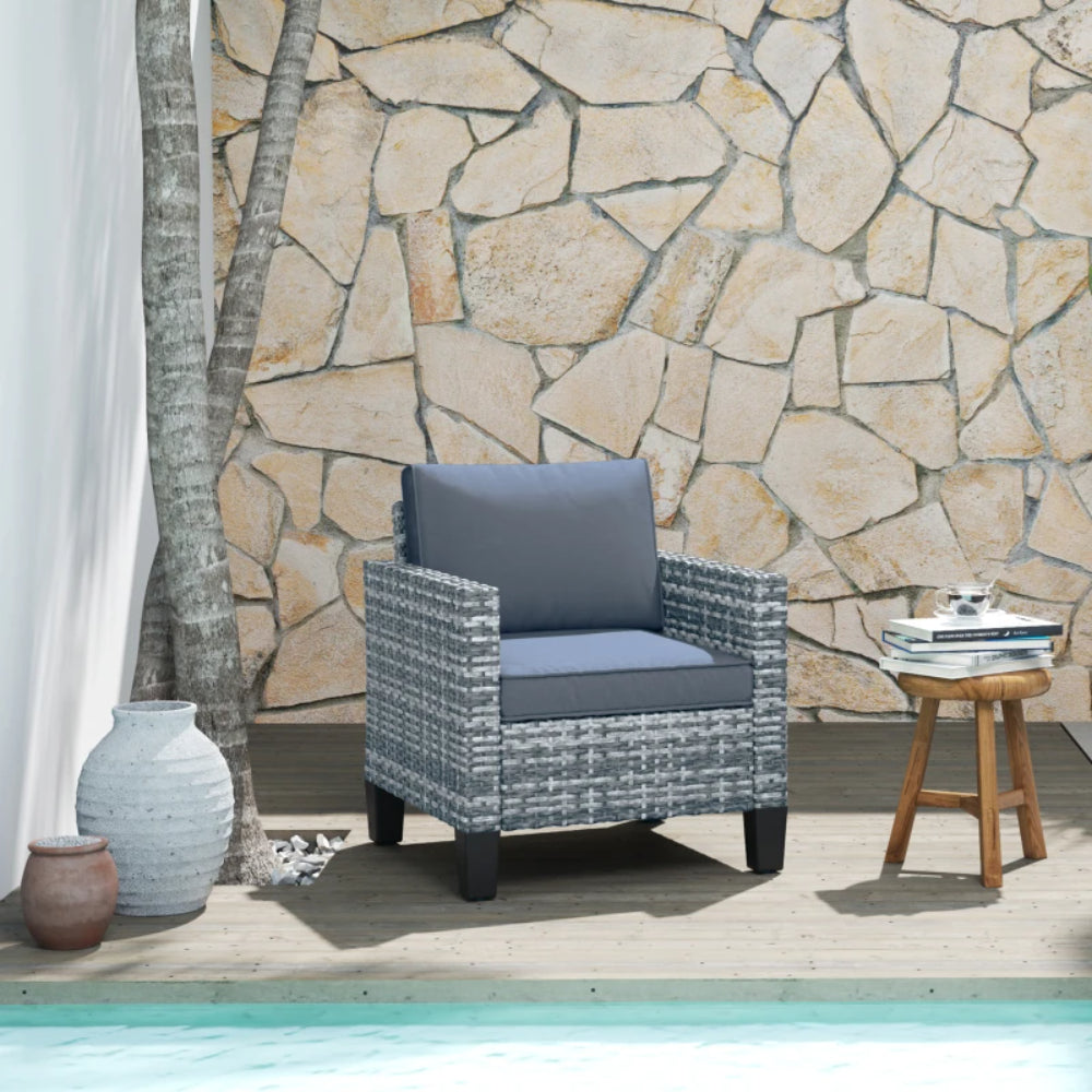 Outsunny Single Rattan Armchair, with Cushions