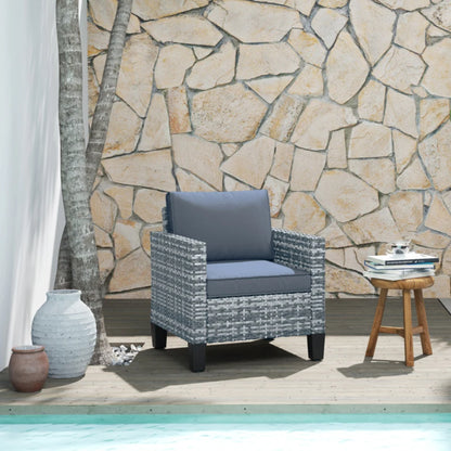 Outsunny Single Rattan Armchair, with Cushions