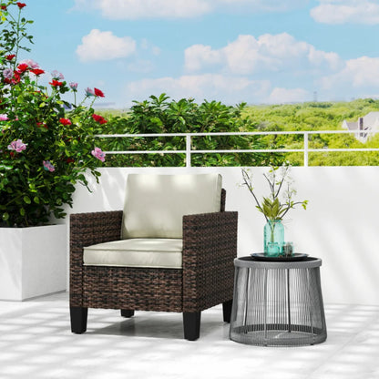 Outsunny Single Rattan Armchair, with Cushions