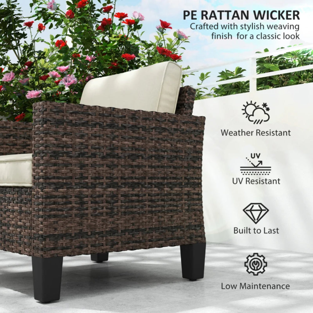 Outsunny Single Rattan Armchair, with Cushions