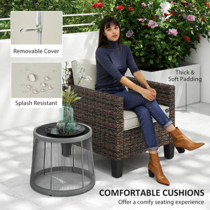 Outsunny Single Rattan Armchair, with Cushions