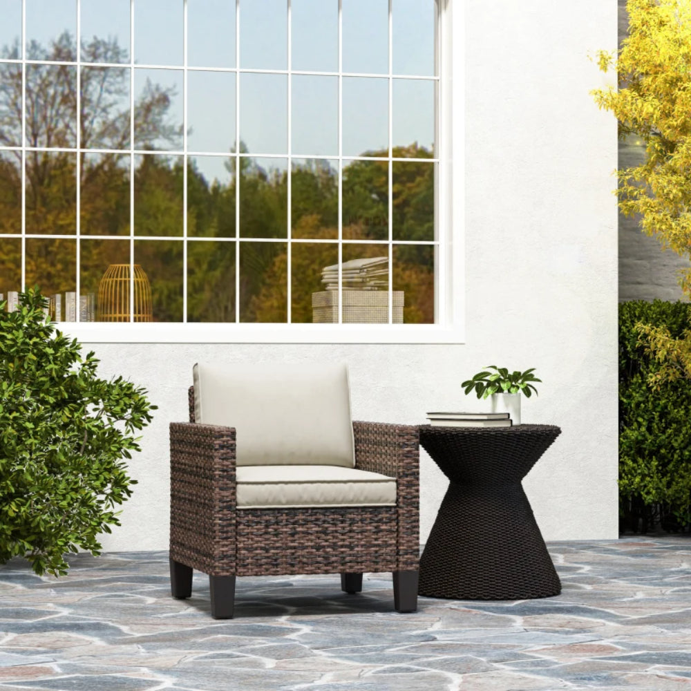 Outsunny Single Rattan Armchair, with Cushions