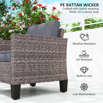 Outsunny Single Rattan Armchair, with Cushions