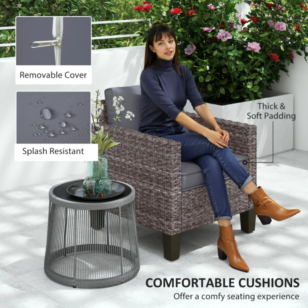 Outsunny Single Rattan Armchair, with Cushions