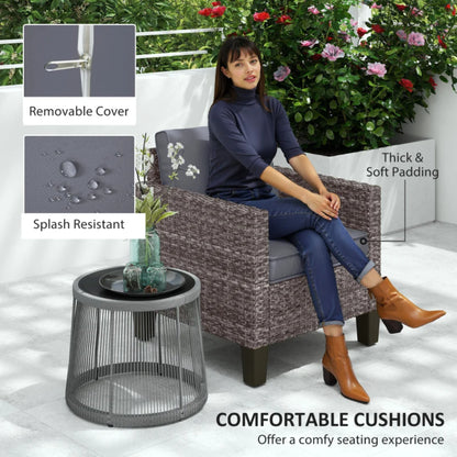 Outsunny Single Rattan Armchair, with Cushions