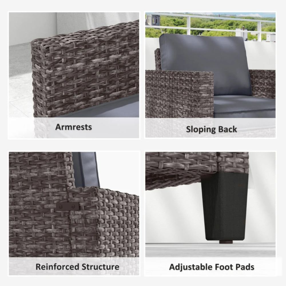Outsunny Single Rattan Armchair, with Cushions
