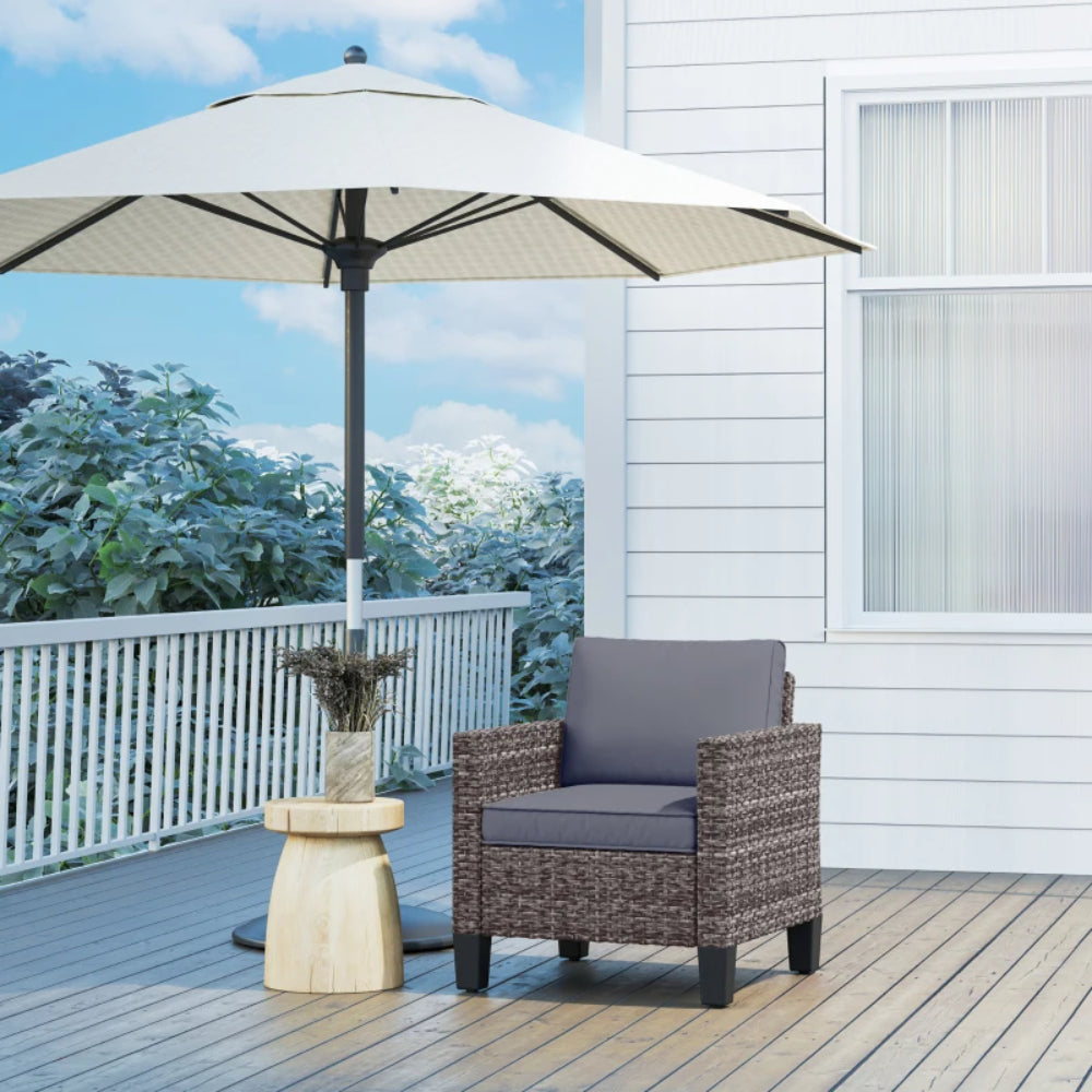 Outsunny Single Rattan Armchair, with Cushions