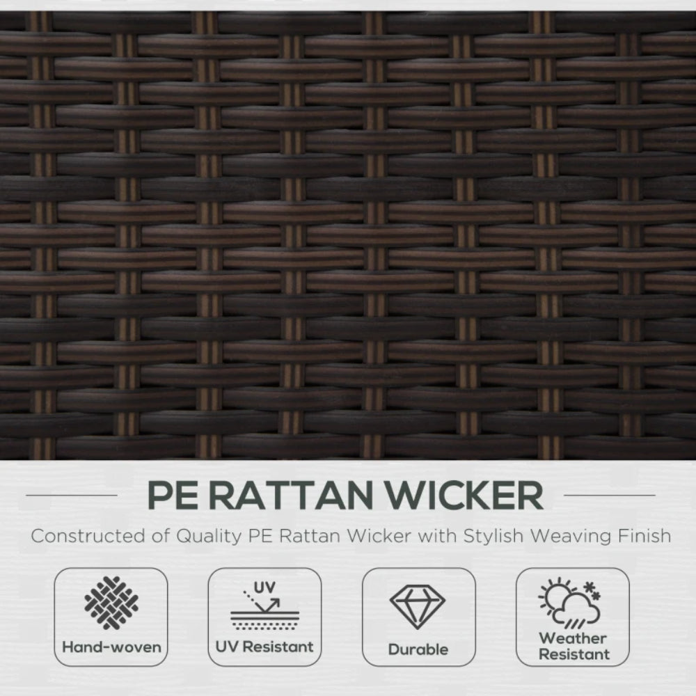 Outsunny Single Seater Rattan Chair, PE Wicker Garden Armchair with 10 cm Thickened Cushion, All-Weather Rattan Garden Chair with Armrests, Brown