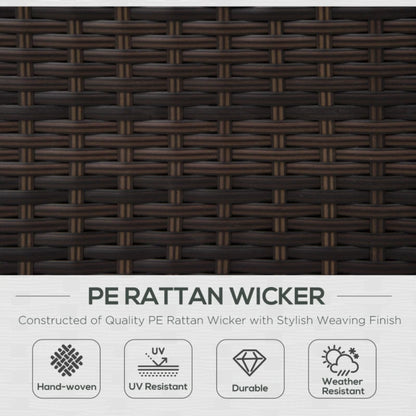 Outsunny Single Seater Rattan Chair, PE Wicker Garden Armchair with 10 cm Thickened Cushion, All-Weather Rattan Garden Chair with Armrests, Brown