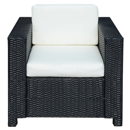 Outsunny Single Seater Rattan Chair Sofa with 10 cm Thick Padded Cushion, All-Weather PE Wicker Weave Garden Armchair with Armrests, Black