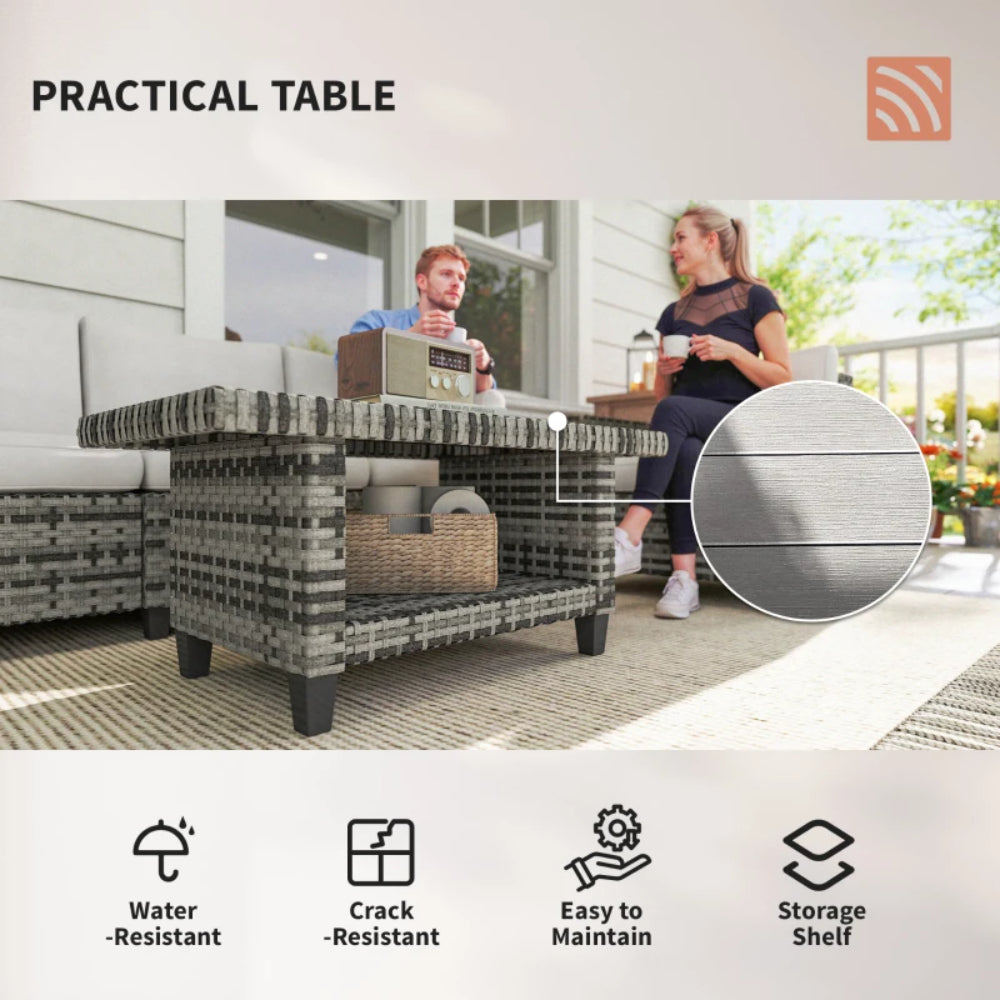 Outsunny Six-Piece Modular Rattan Sofa Set