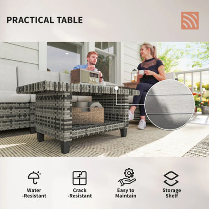 Outsunny Six-Piece Modular Rattan Sofa Set
