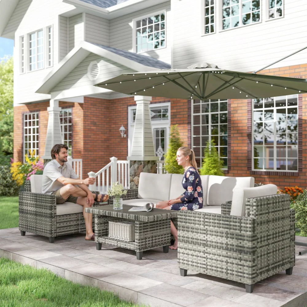 Outsunny Six-Piece Modular Rattan Sofa Set