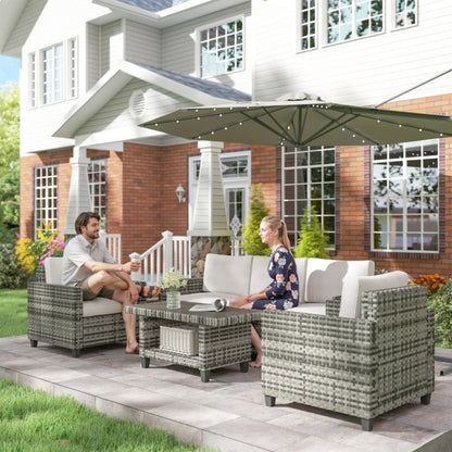 Outsunny Six-Piece Modular Rattan Sofa Set