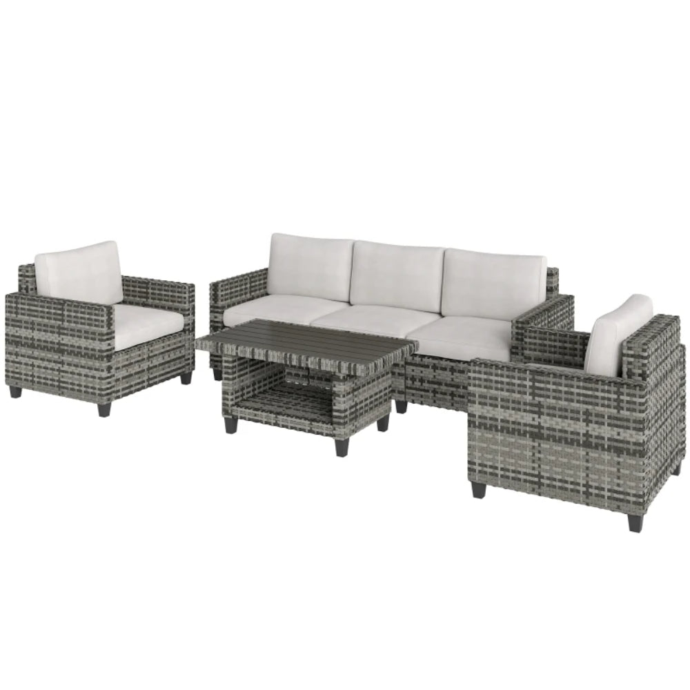 Outsunny Six-Piece Modular Rattan Sofa Set