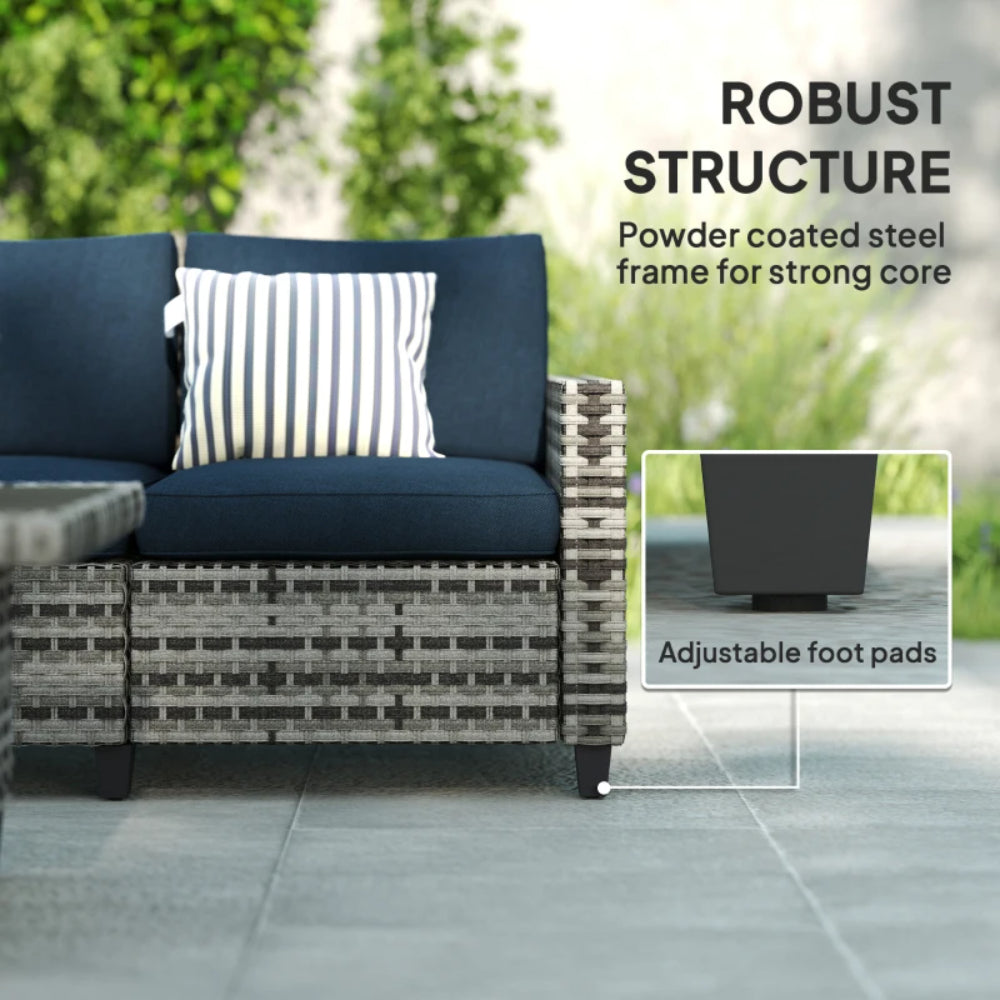 Outsunny Six-Piece Modular Rattan Sofa Set