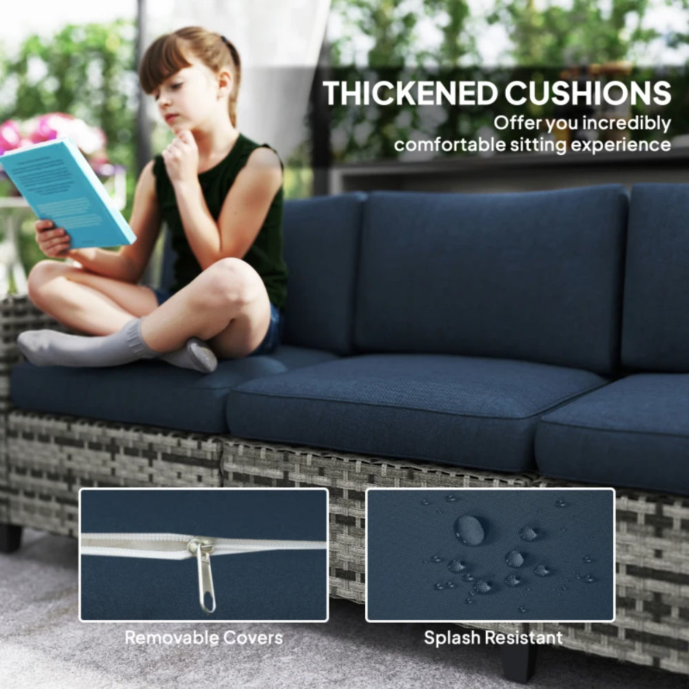 Outsunny Six-Piece Modular Rattan Sofa Set