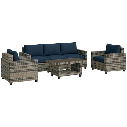 Outsunny Six-Piece Modular Rattan Sofa Set