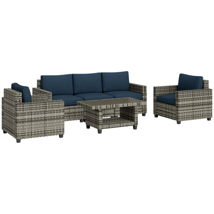 Outsunny Six-Piece Modular Rattan Sofa Set