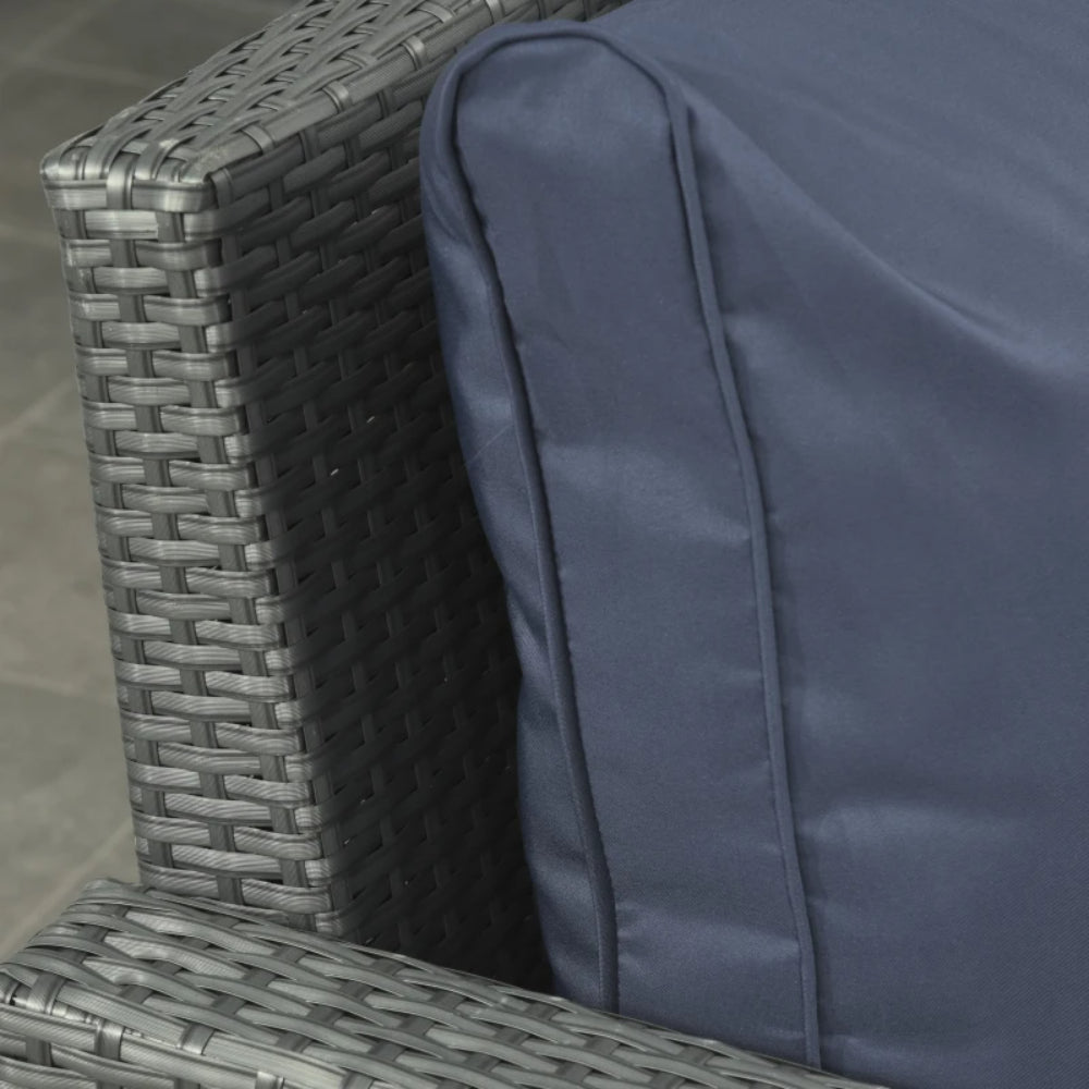 Outsunny Six-piece Outdoor Rattan Dining Set, Outdoor Sofa Set with Reclining Armchairs and Mental Frame