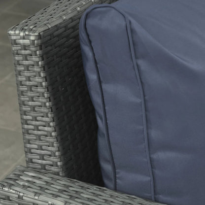 Outsunny Six-piece Outdoor Rattan Dining Set, Outdoor Sofa Set with Reclining Armchairs and Mental Frame