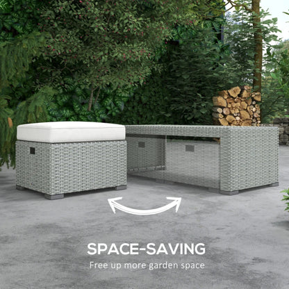 Outsunny Six-piece Outdoor Rattan Dining Set, Outdoor Sofa Set with Reclining Armchairs and Mental Frame
