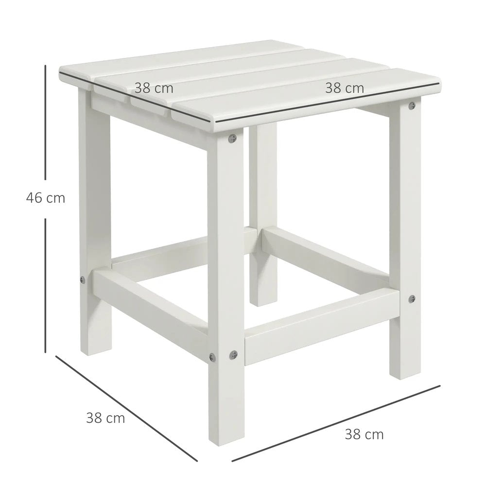 Outsunny Square Coffee Table, HDPE Tabletop and Frame for Porch, Garden, Side Table, 38 x 38 x 46 cm, White 2