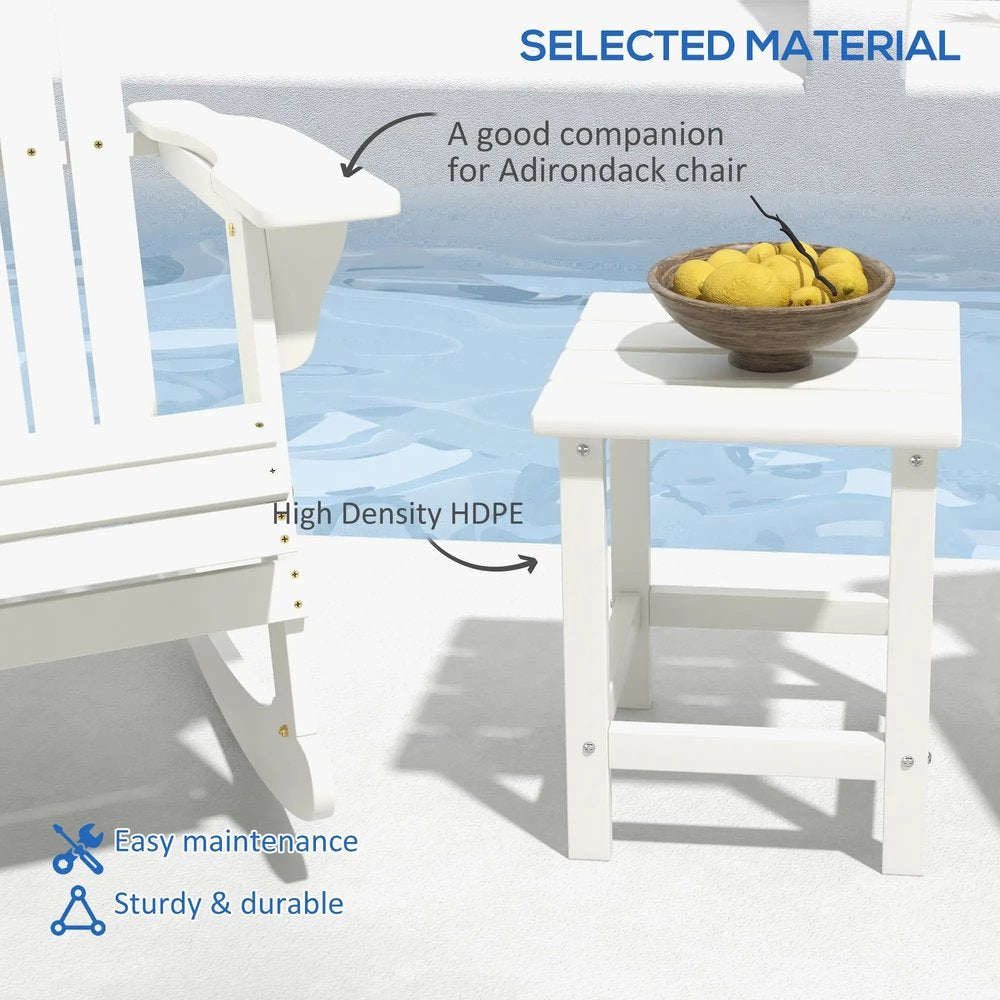Outsunny Square Coffee Table, HDPE Tabletop and Frame for Porch, Garden, Side Table, 38 x 38 x 46 cm, White 3