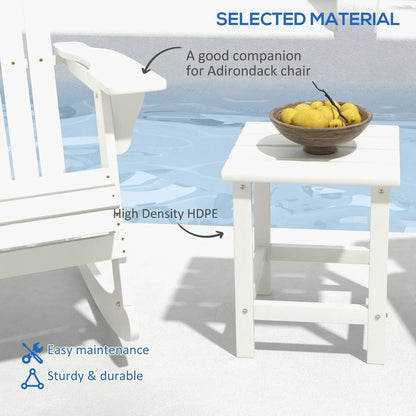 Outsunny Square Coffee Table, HDPE Tabletop and Frame for Porch, Garden, Side Table, 38 x 38 x 46 cm, White 3